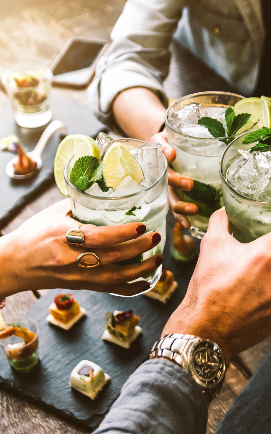 Cheers. Gin and tonics enjoyed over a fine buffet spread